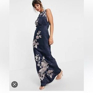 ASOS Design low back long floral dress